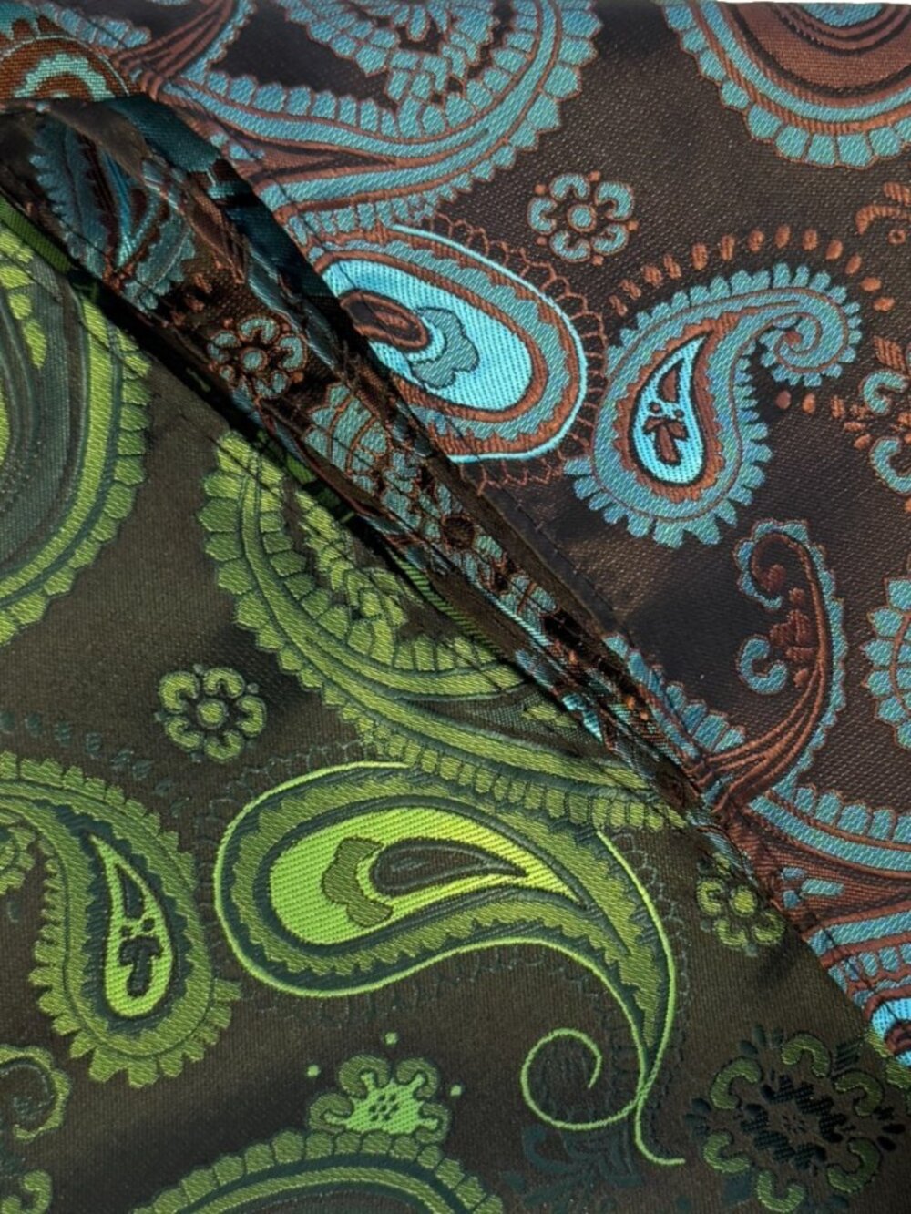 LOT OF 2 GREEN BLUE PAISLEY 100% SILK WOVEN POCKET SQUARE HANDKERCHIEF MENS